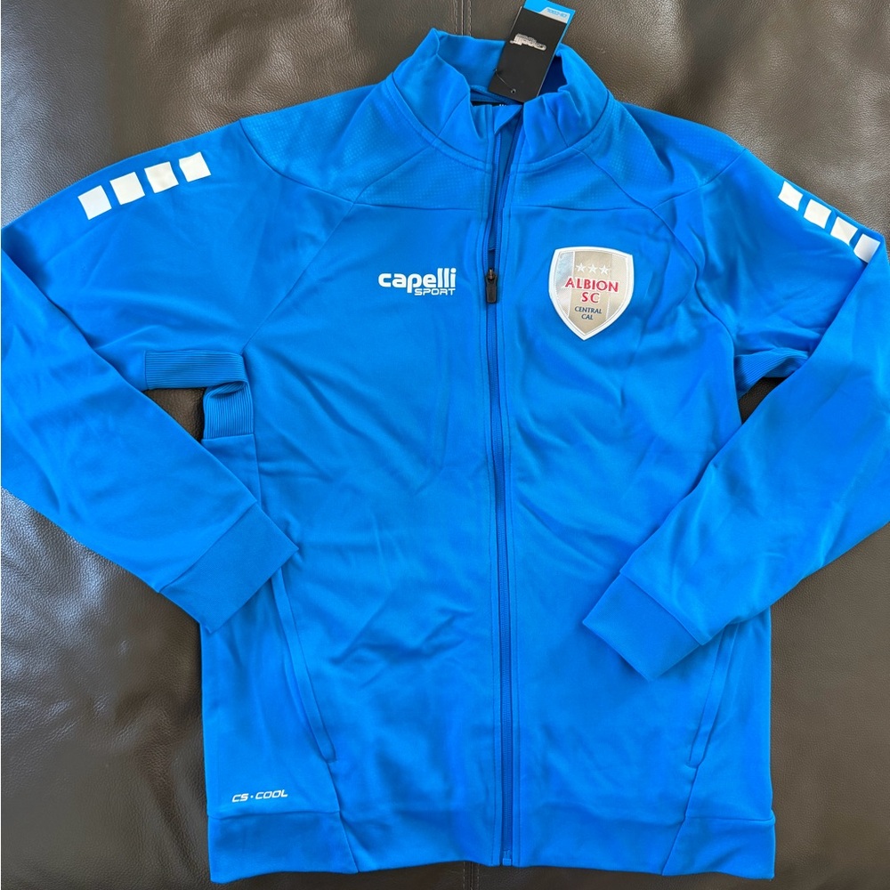 Capelli of New York Bright Blue Full-Zip Performance Jacket with White Accents.